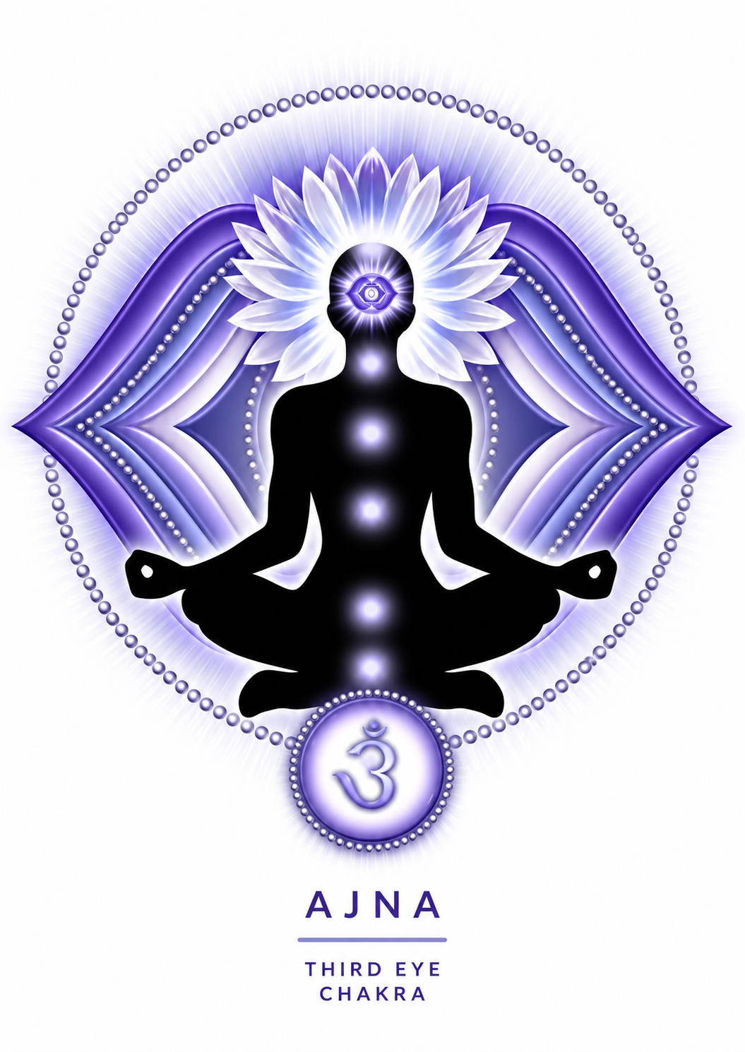 Ajna Meditation inside a Pearled Violet Emblem