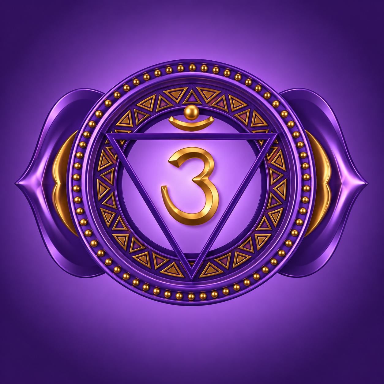 Ajna Jewel with Violet and Gold Rings