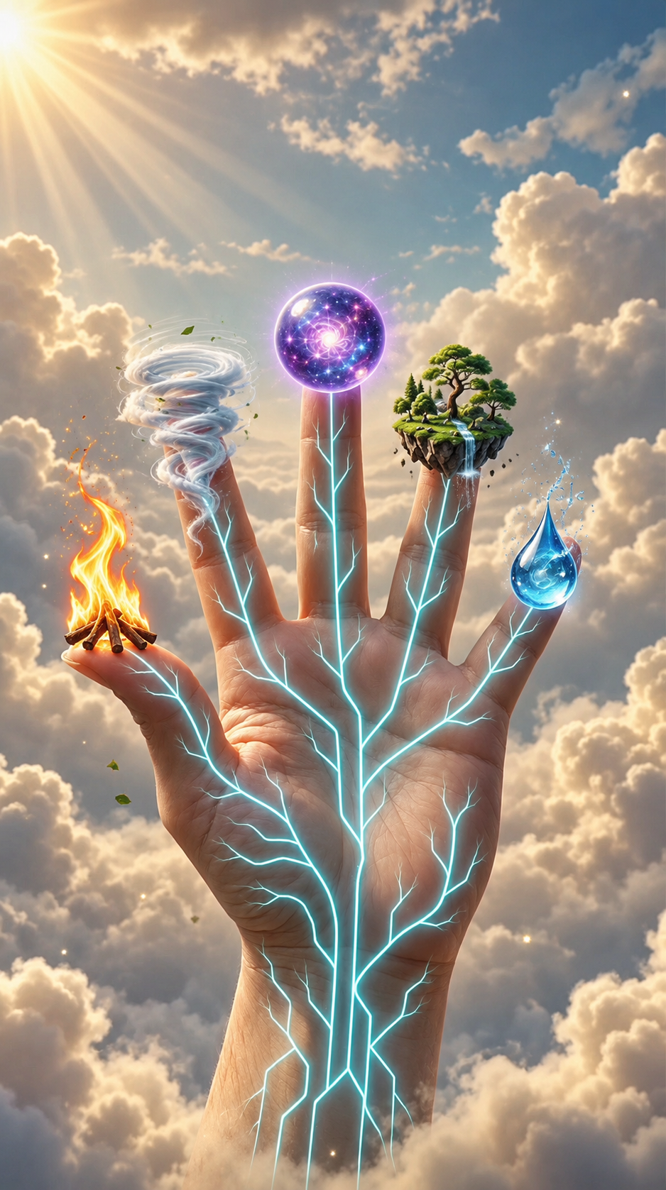 Five Small Worlds Resting on an Open Hand