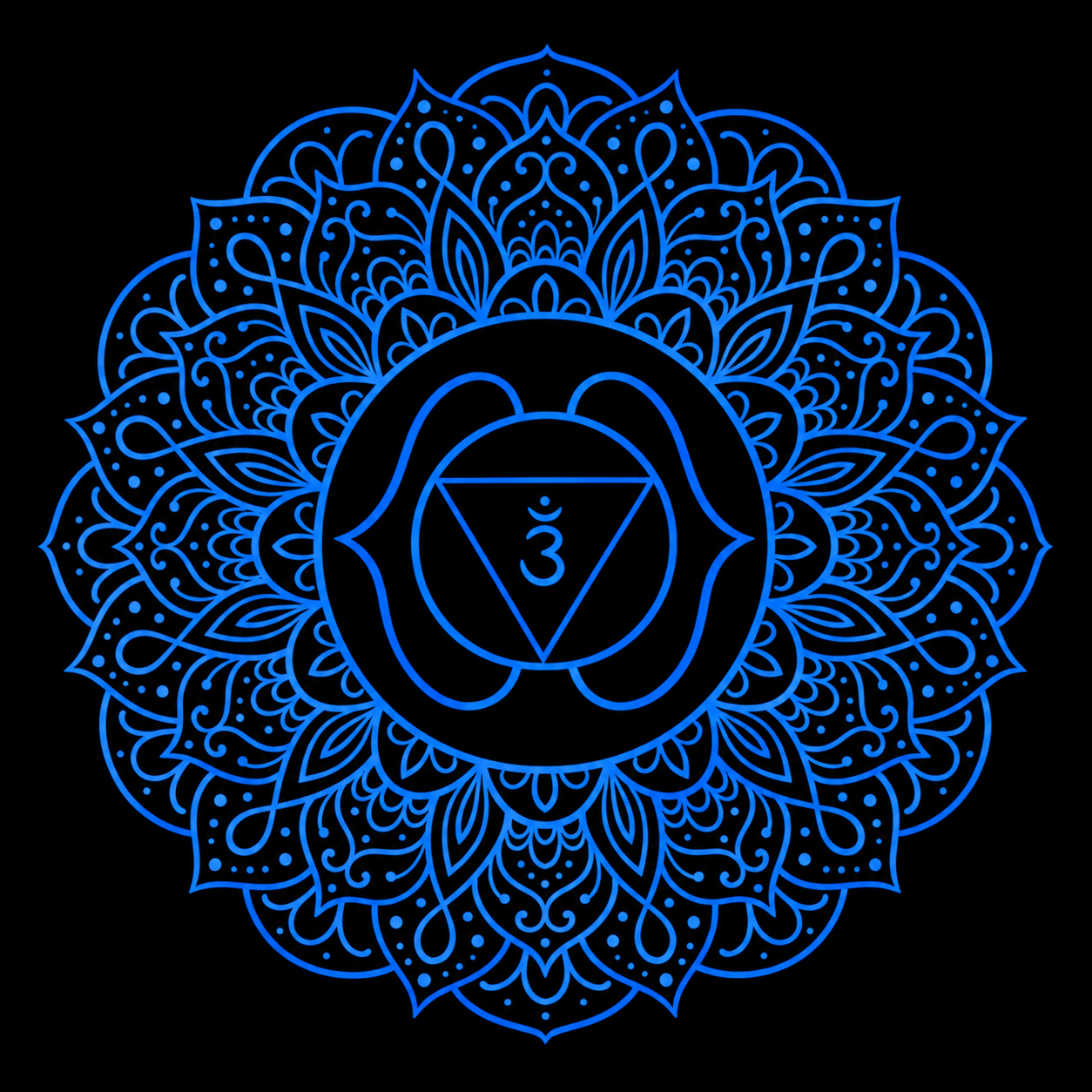 Ajna Blue Line Mandala on Black