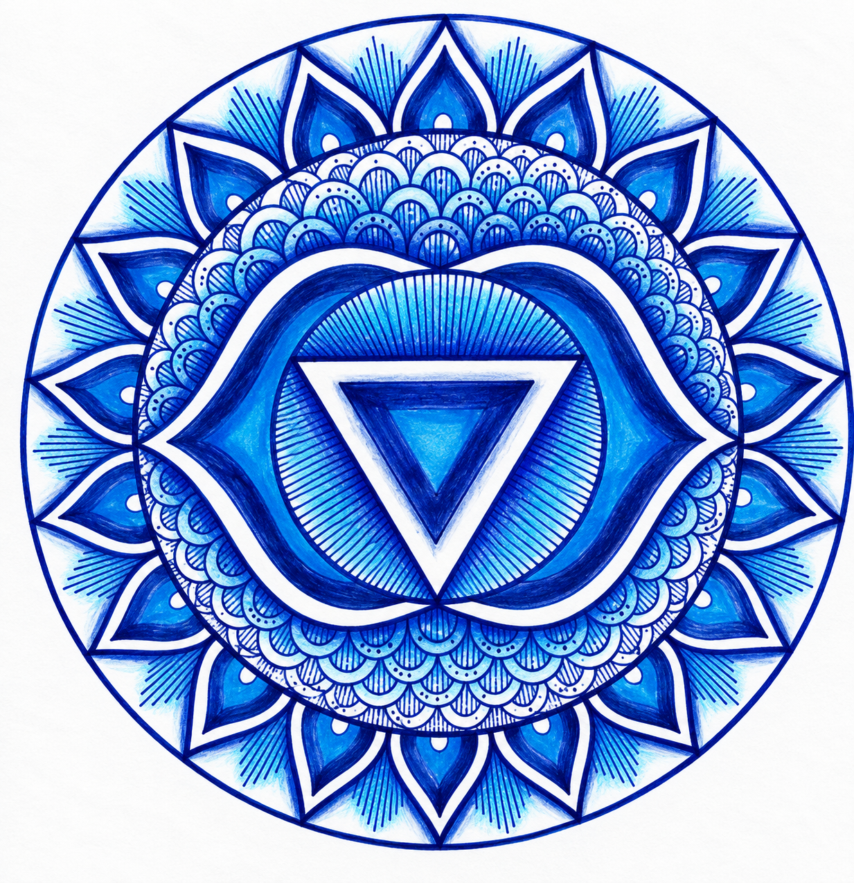 Ajna in a Blue Ink Petal Mandala