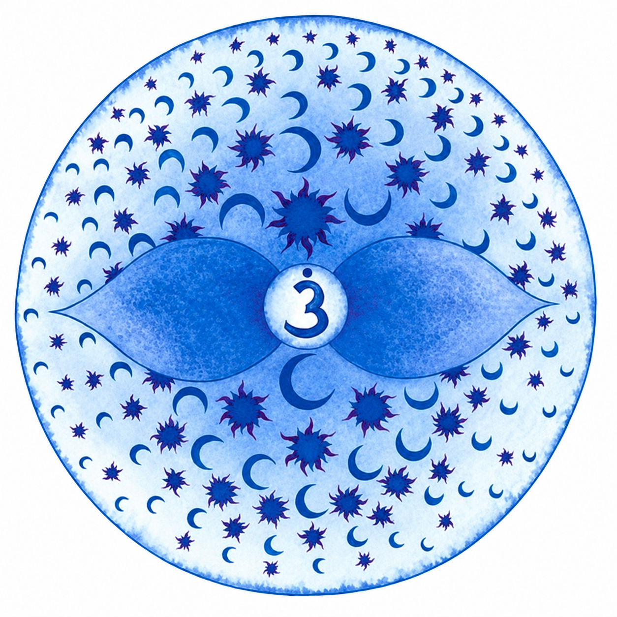 Ajna Beneath the Stars: A Blue Celestial Mandala
