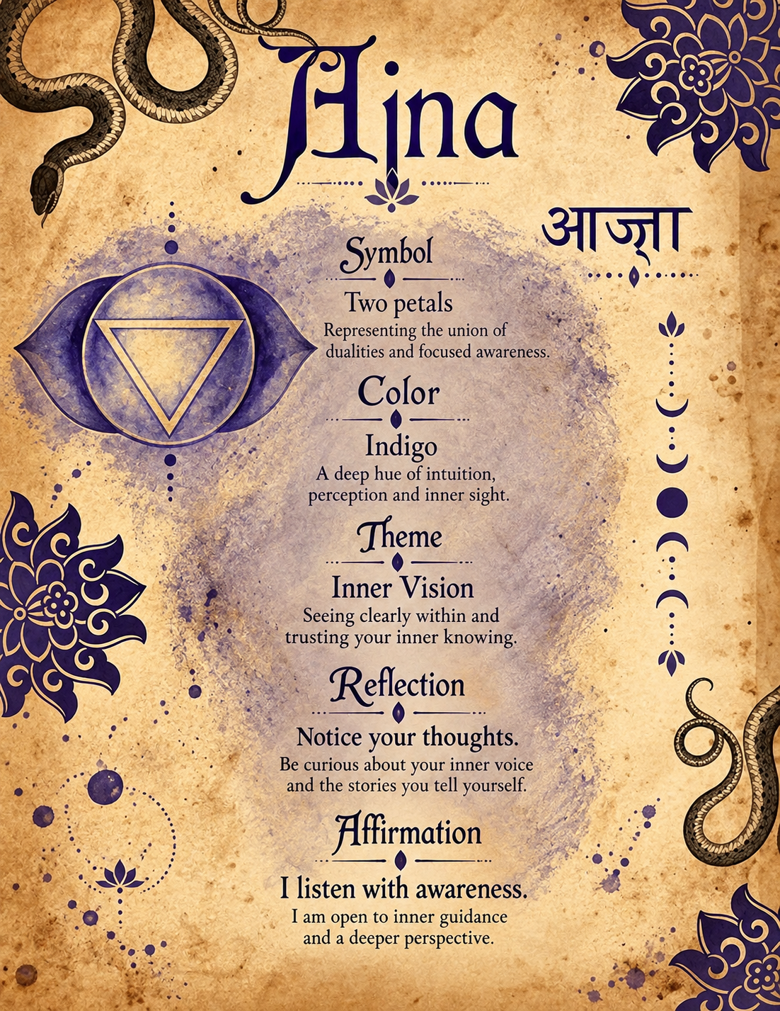 Ajna Reflection Notes on Golden Parchment
