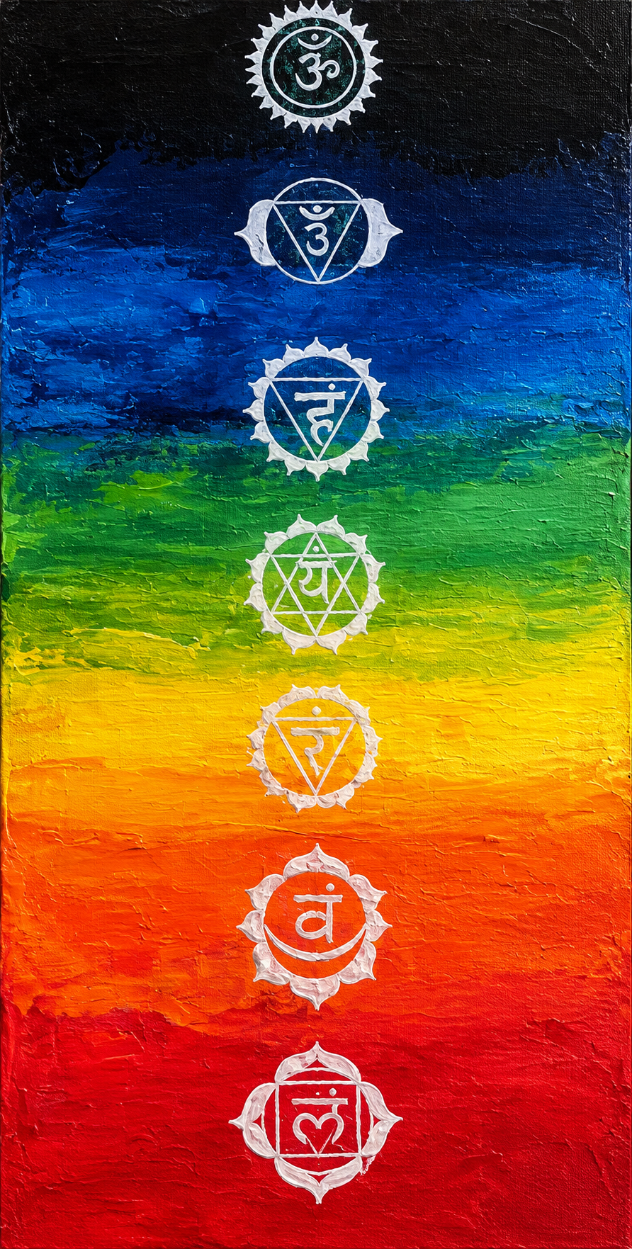 Ajna in a Textured Rainbow Painting