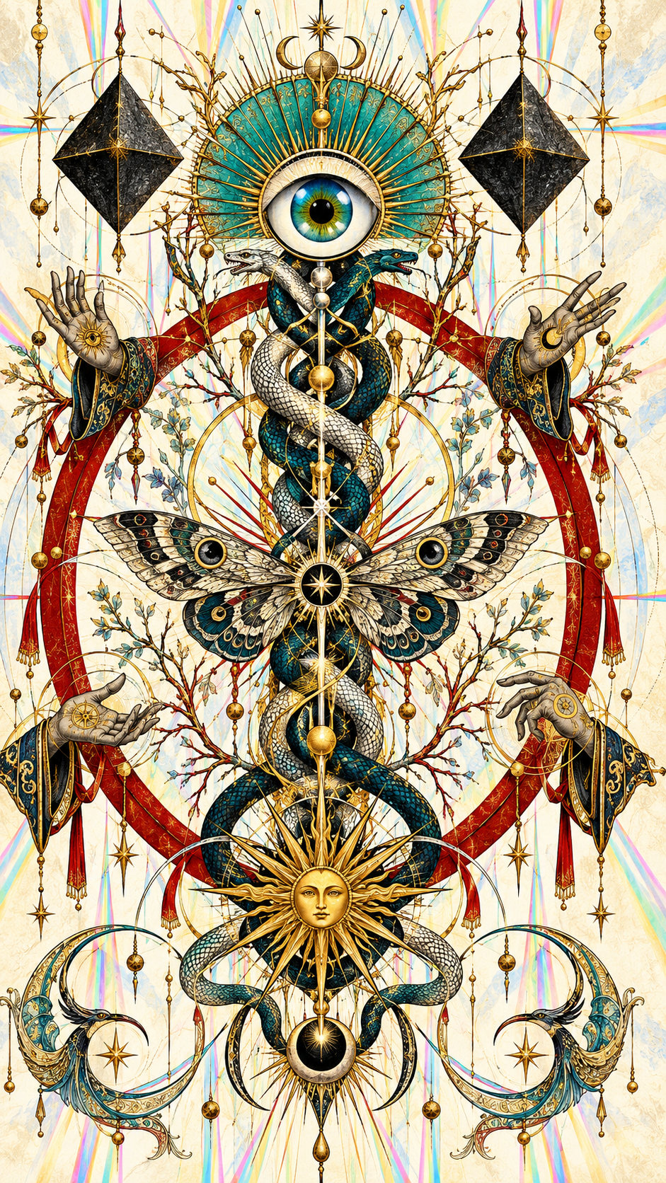 The Watchful Eye Above the Turning Symbols