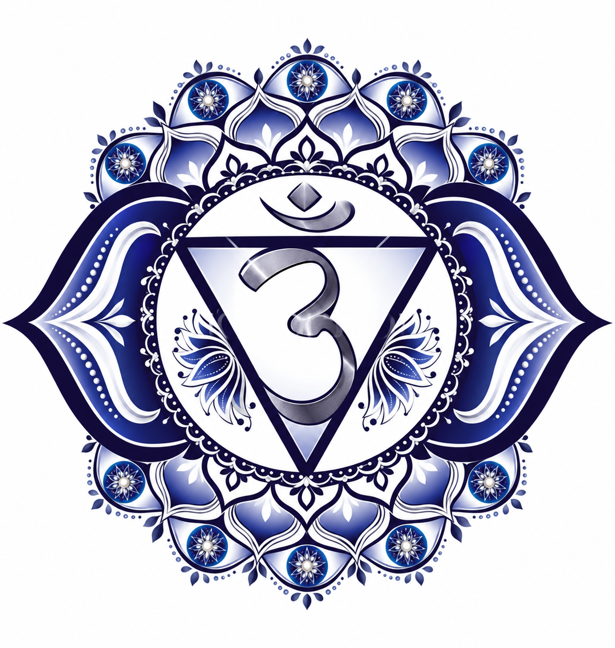 Ajna in an Ornate Blue Floral Circle