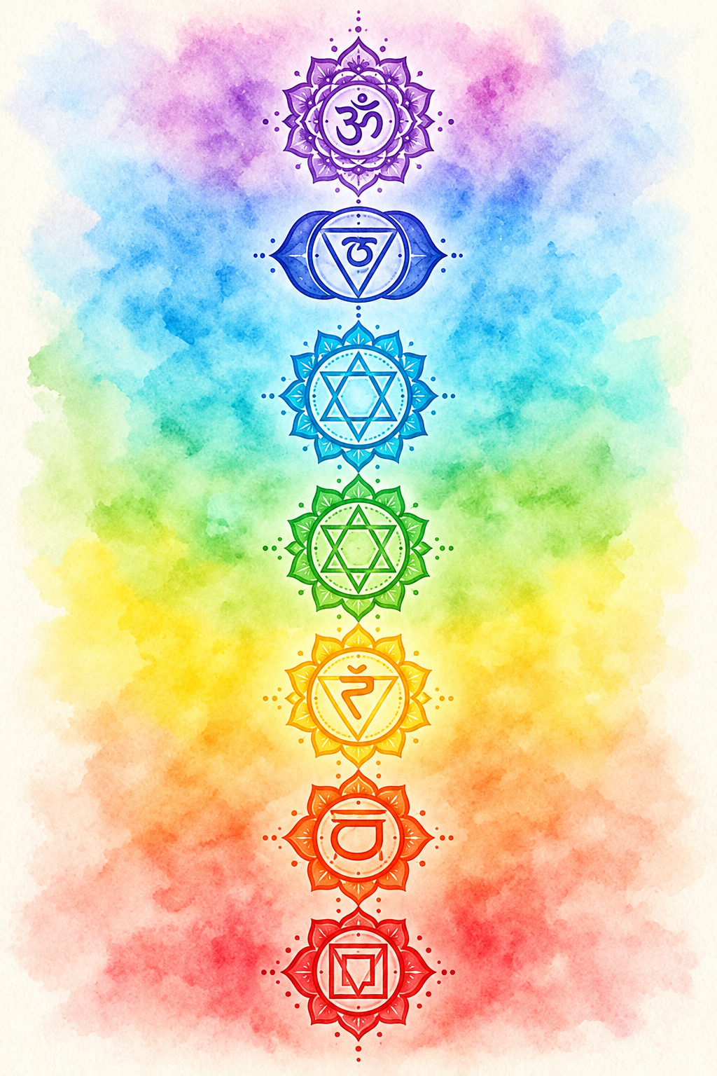 Ajna within a Rainbow Watercolor Sequence