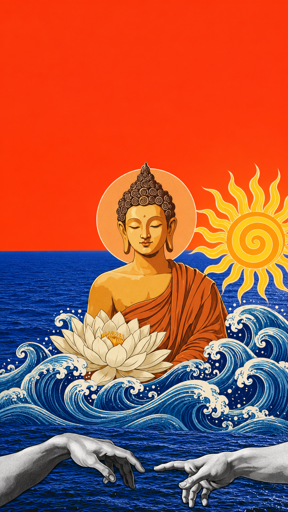 Stillness Above the Blue Returning Waves