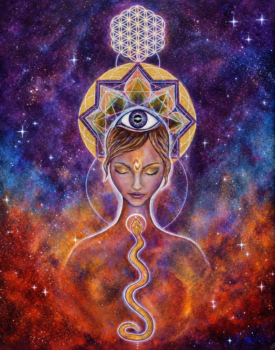 Ajna Vision in a Starry Painted Portrait