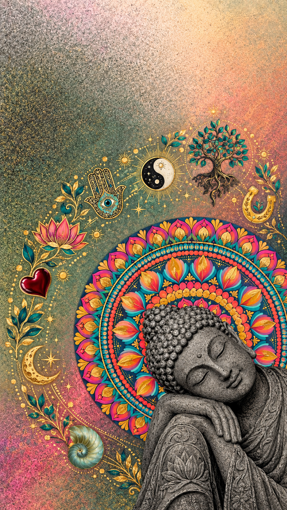 A Resting Face Within a Circle of Color