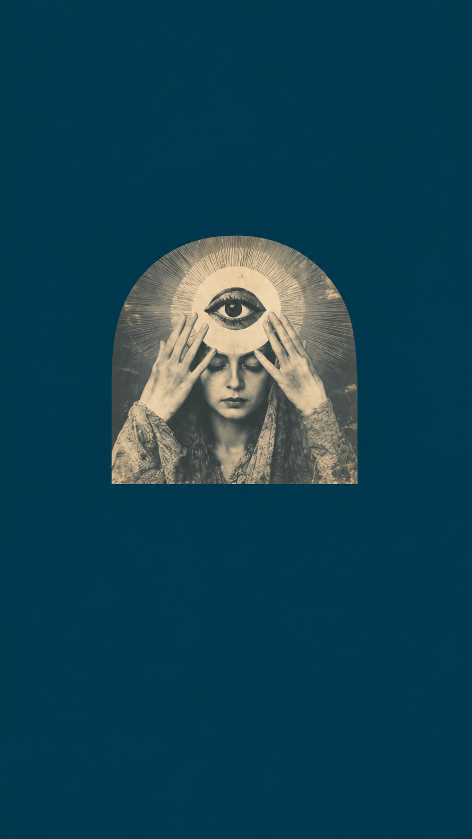 The Inner Eye: A Sepia Portrait on Teal