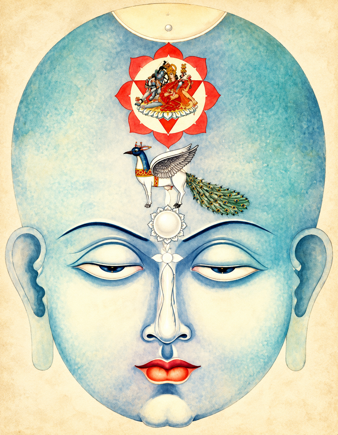 Ajna Reflection in a Watercolor Buddha Portrait