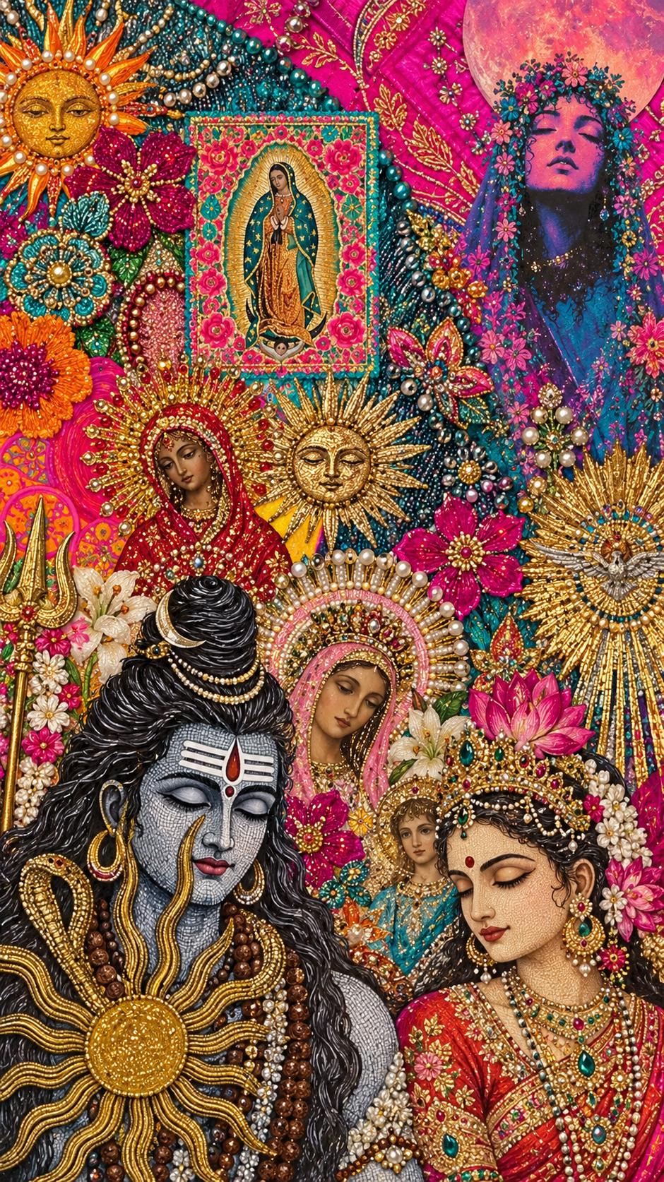 Many Sacred Faces in a Tapestry of Gold