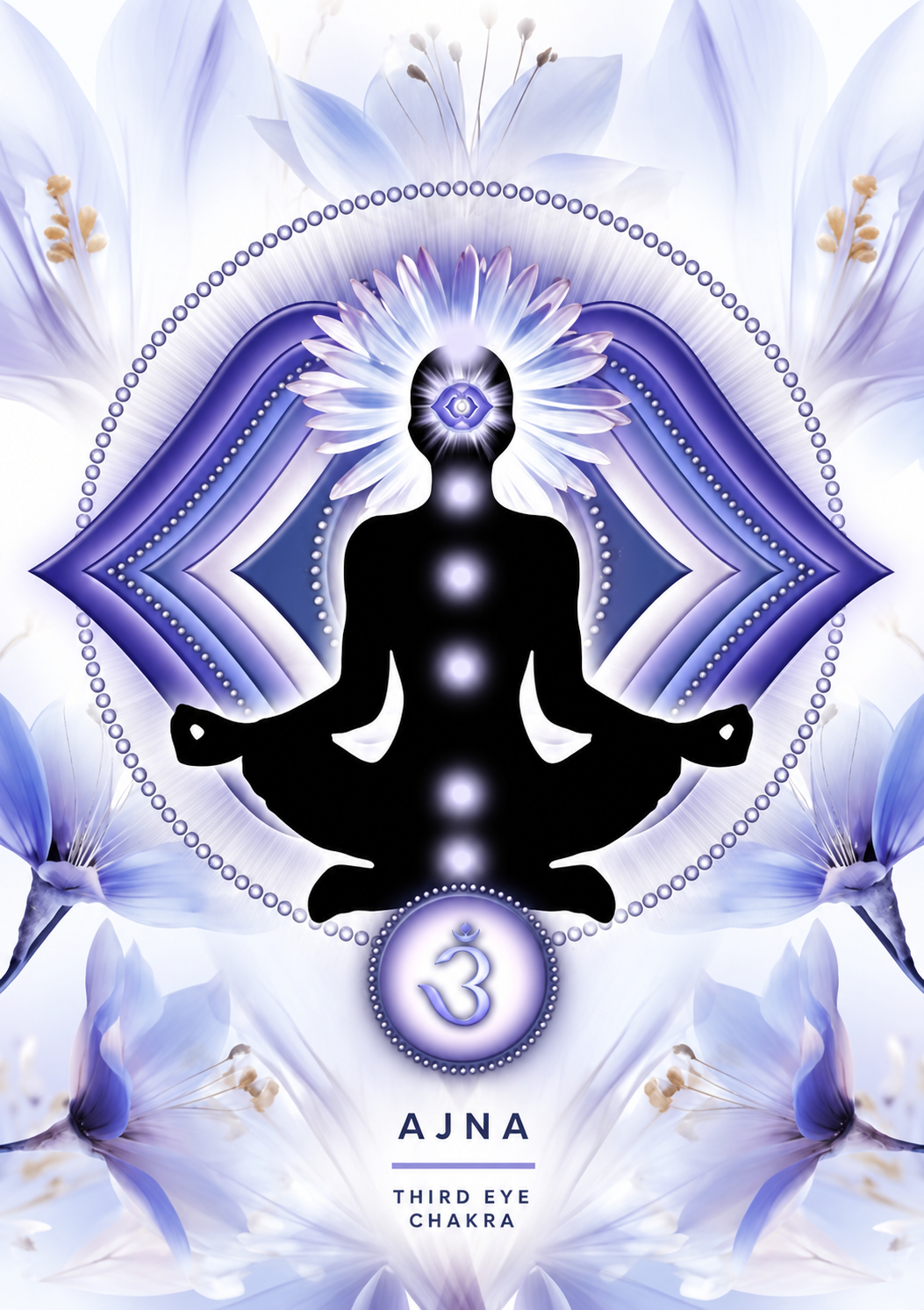 Ajna Meditation Among Pale Lavender Flowers