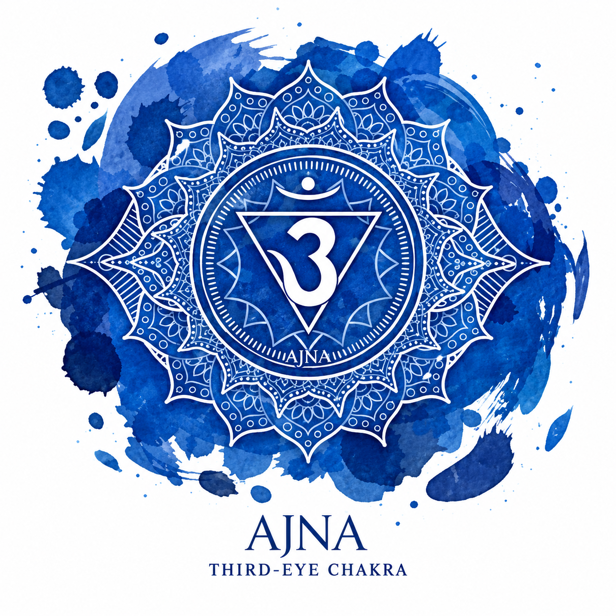 Ajna Mandala in Blue Watercolor
