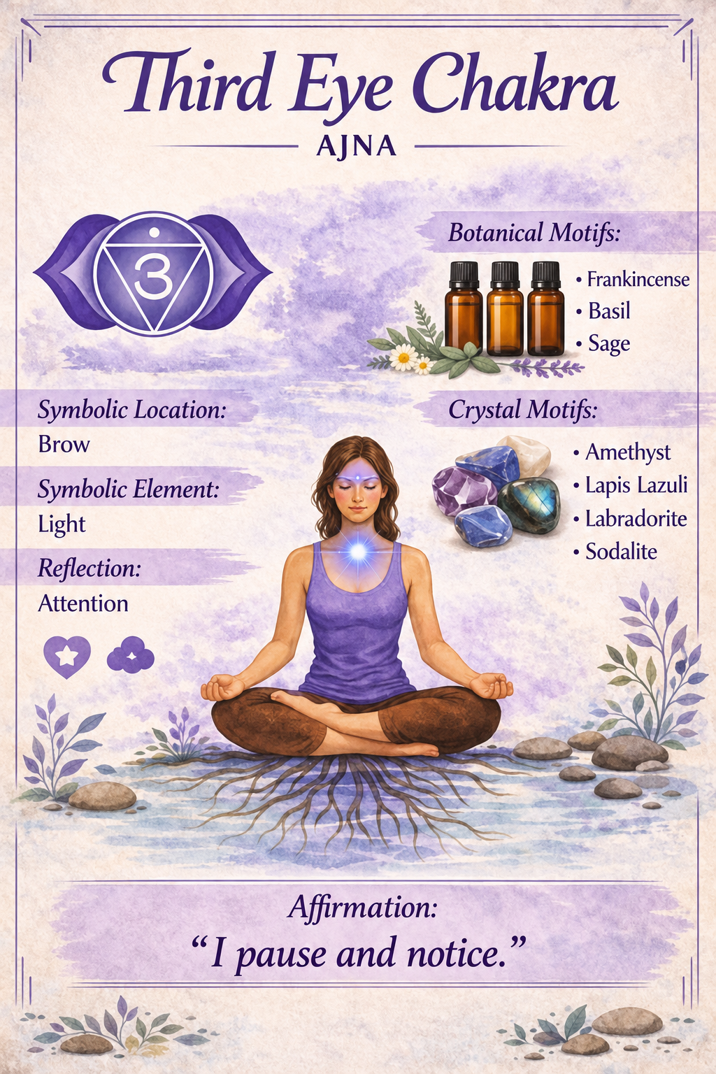 Ajna Reflection among Botanical and Crystal Motifs