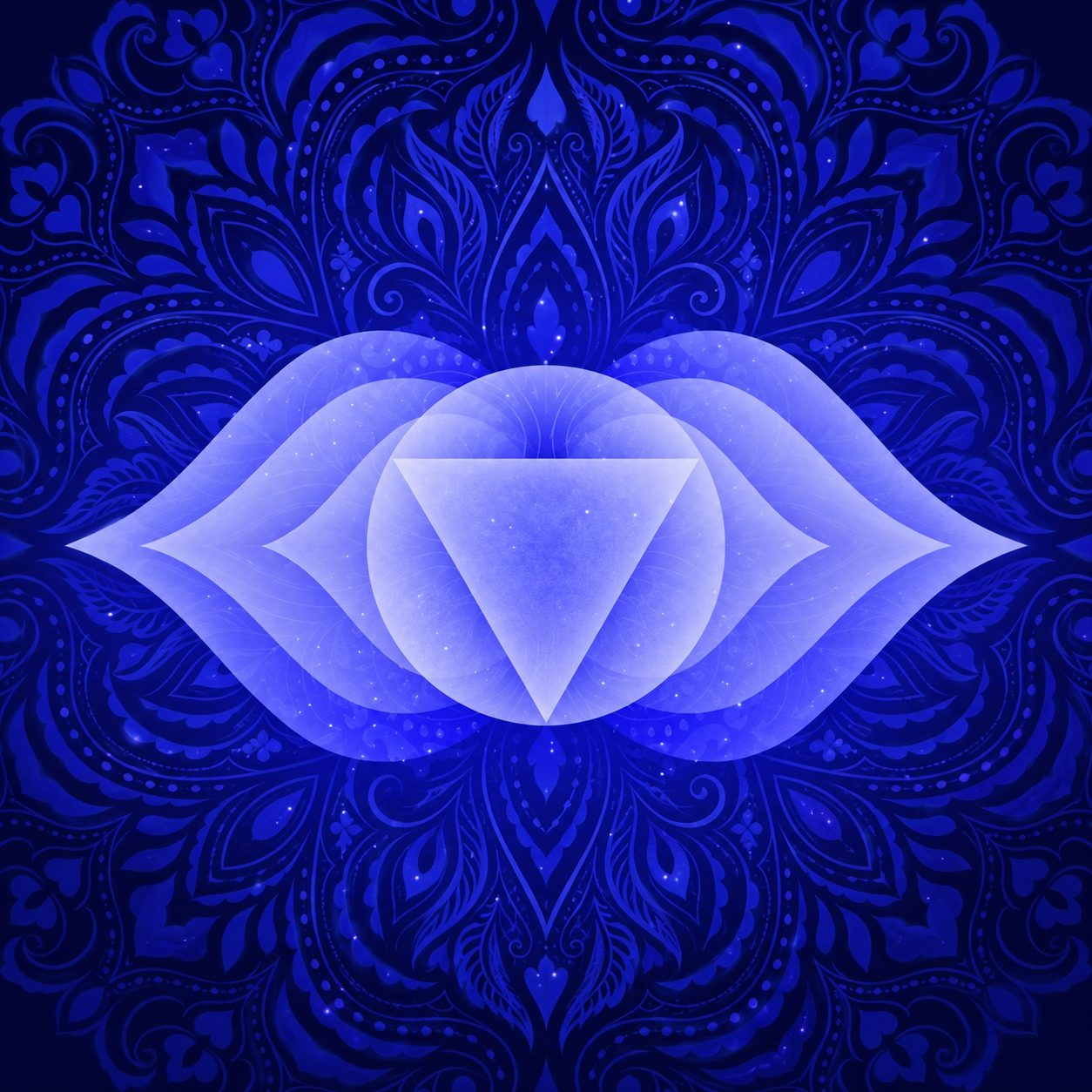 Ajna among Deep Blue Paisley Patterns