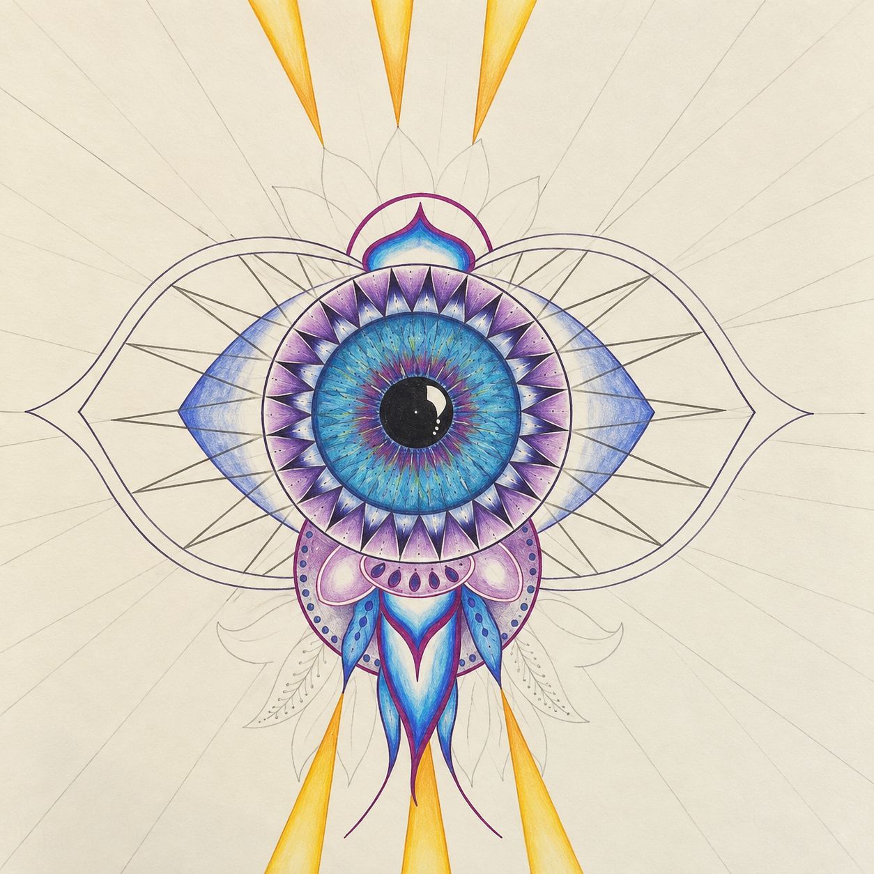 Ajna Eye Study in Colored Pencil
