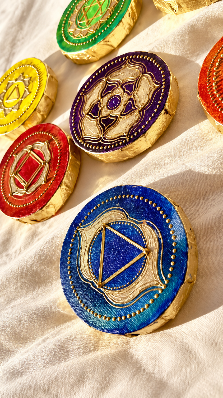 Ajna Painted Discs on Cream Fabric