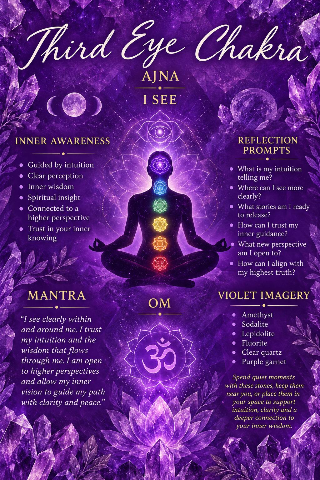 Ajna Inner Awareness among Violet Crystals