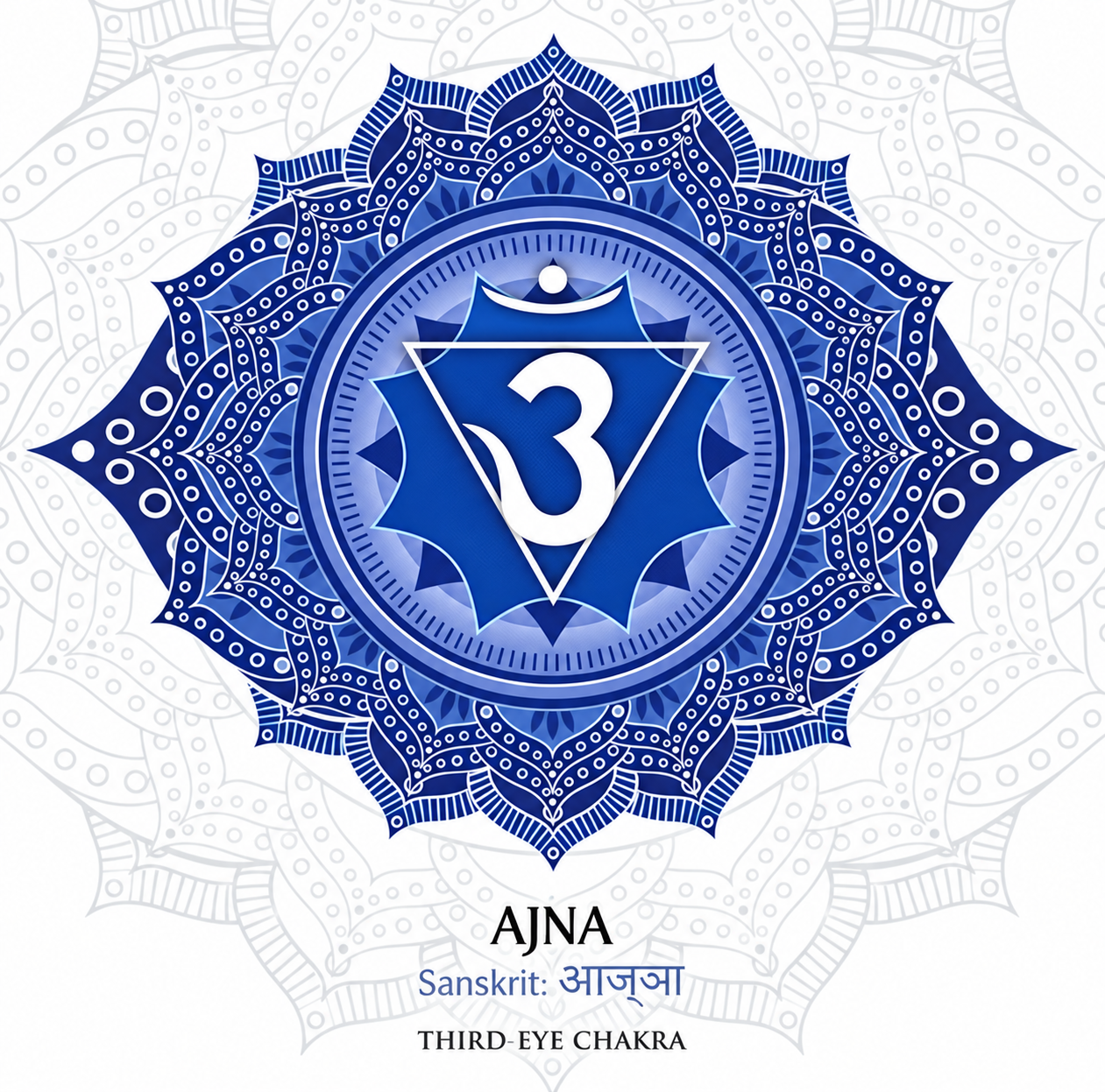 Ajna in Blue Filigree: An Ornamental Emblem