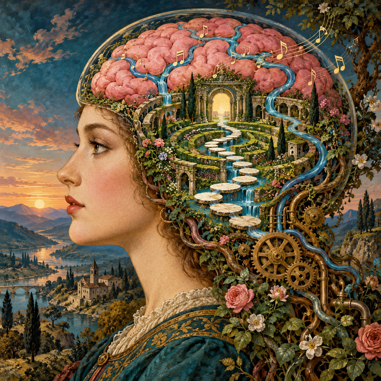 The Garden Maze Behind a Thoughtful Face