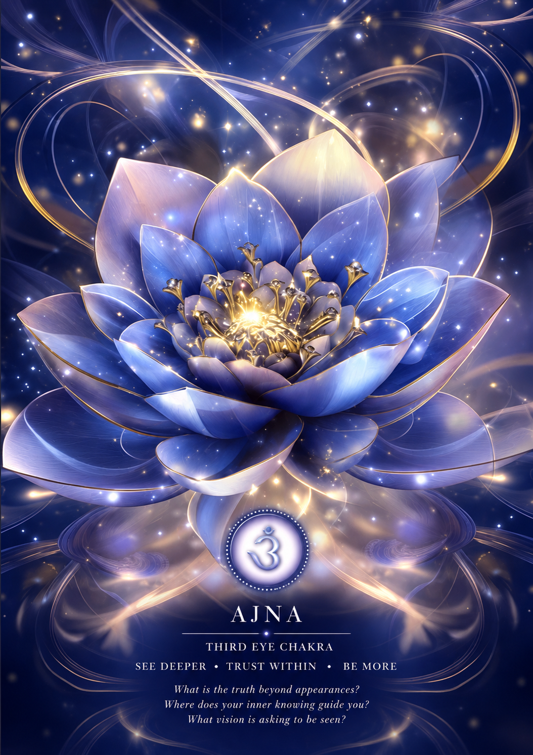Ajna Bloom: A Luminous Lotus in Gold and Violet