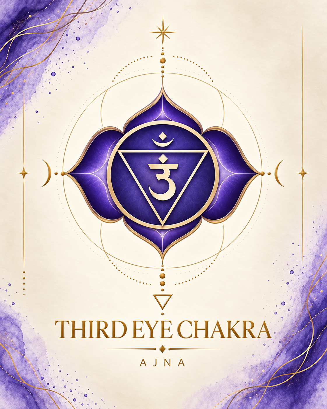 Third Eye Chakra: Violet Watercolor and Gold