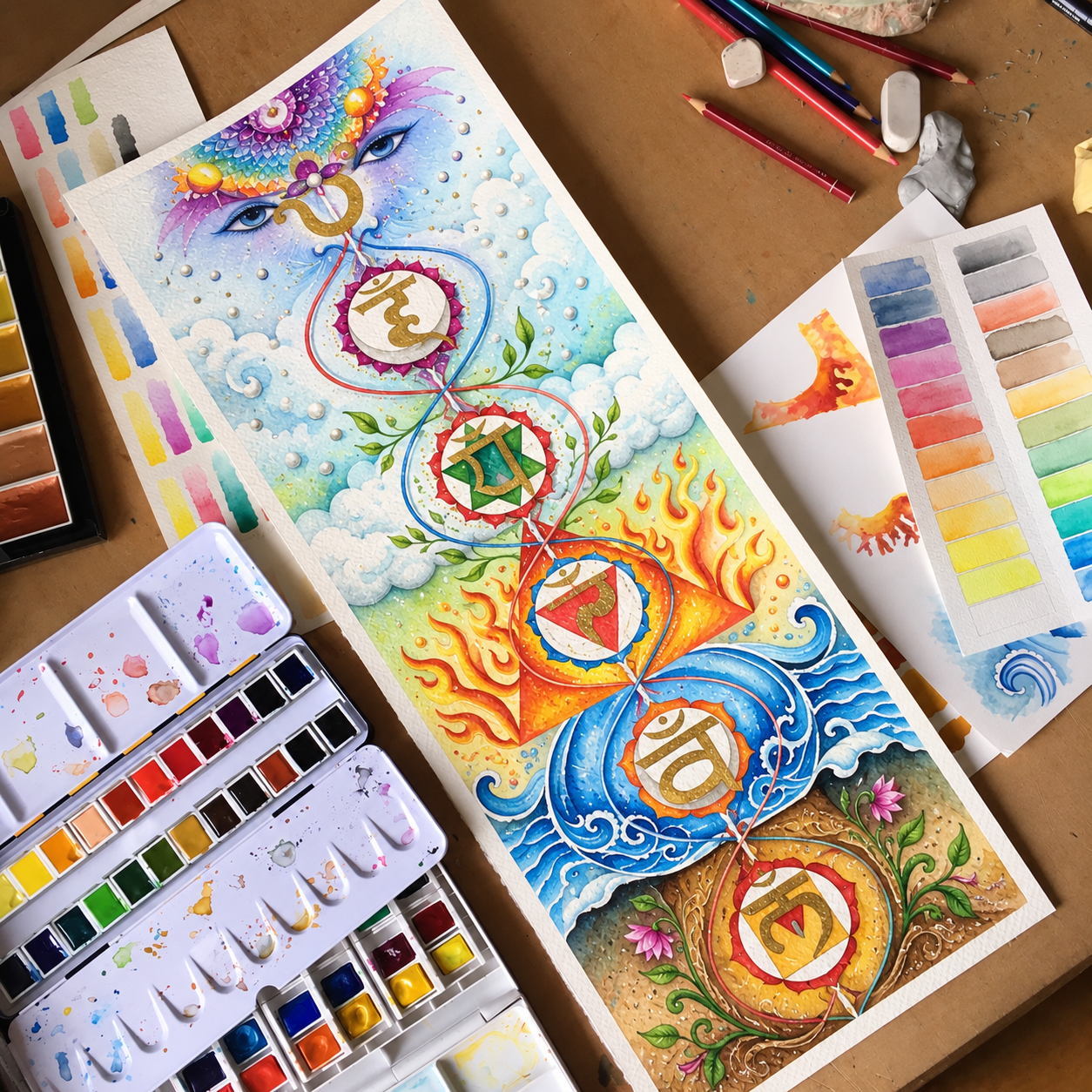 Ajna on an Artists Watercolor Table