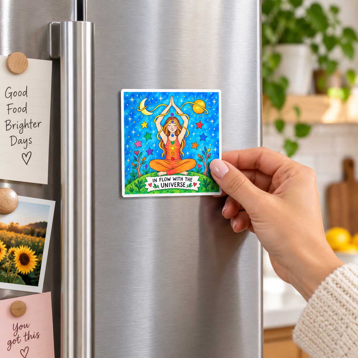In Flow With The Universe Chakra Fridge Magnet
