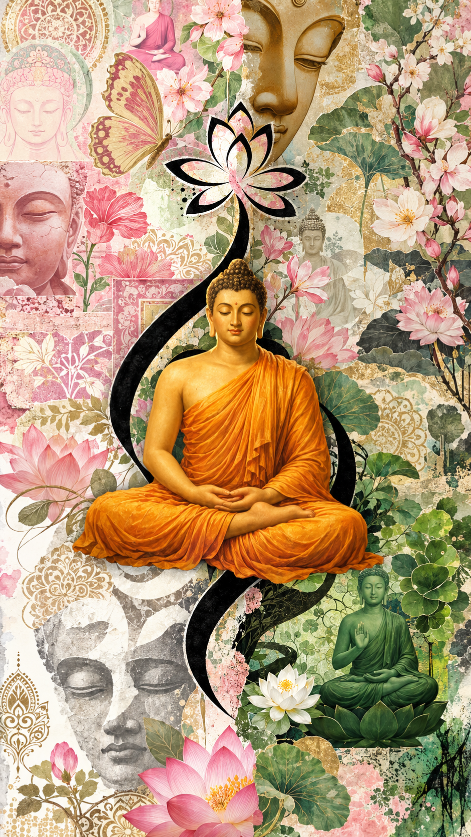 A Quiet Presence Among Petals and Passing Layers