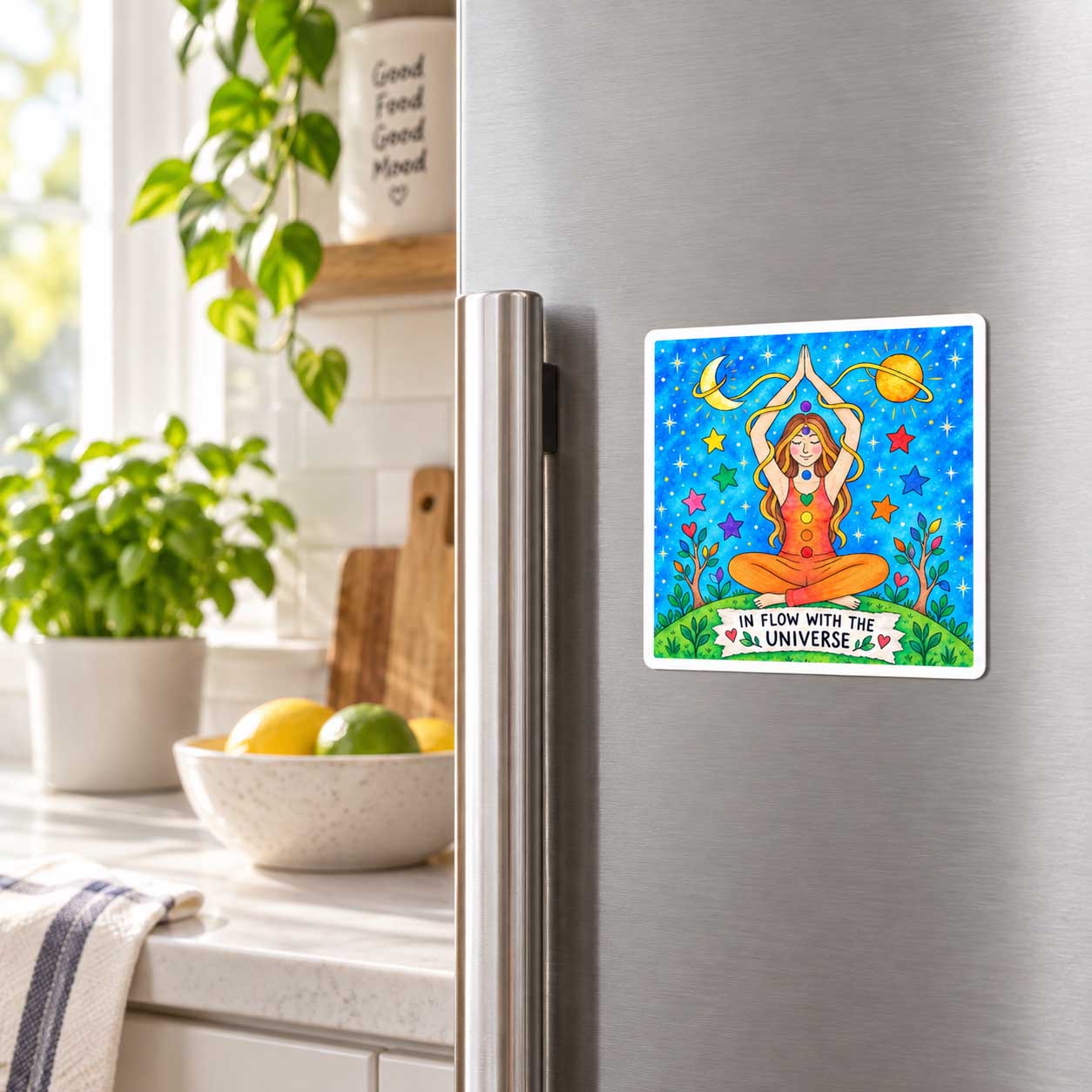 In Flow With The Universe Chakra Fridge Magnet