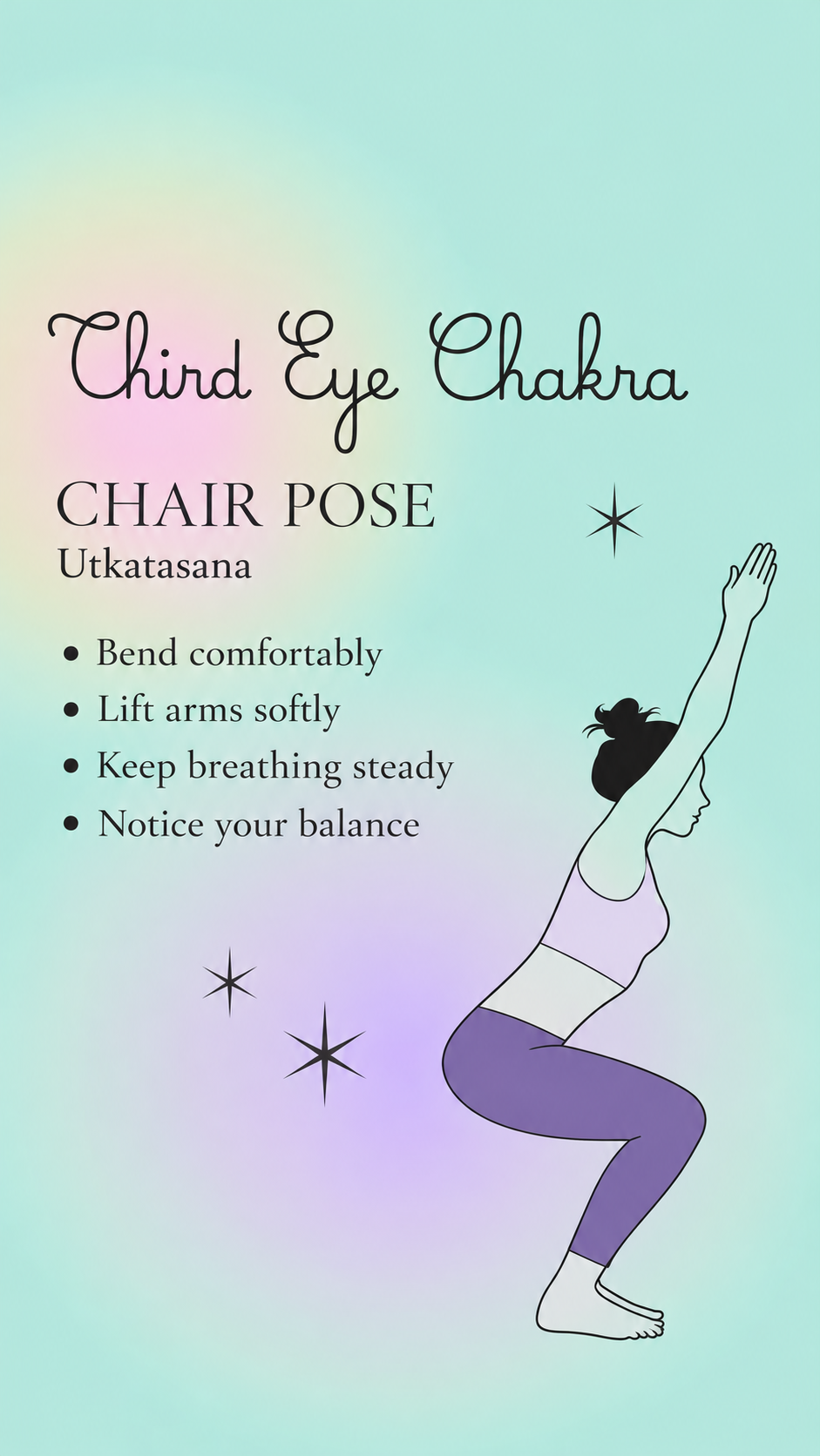 Ajna Chair Pose in Pastel Colors