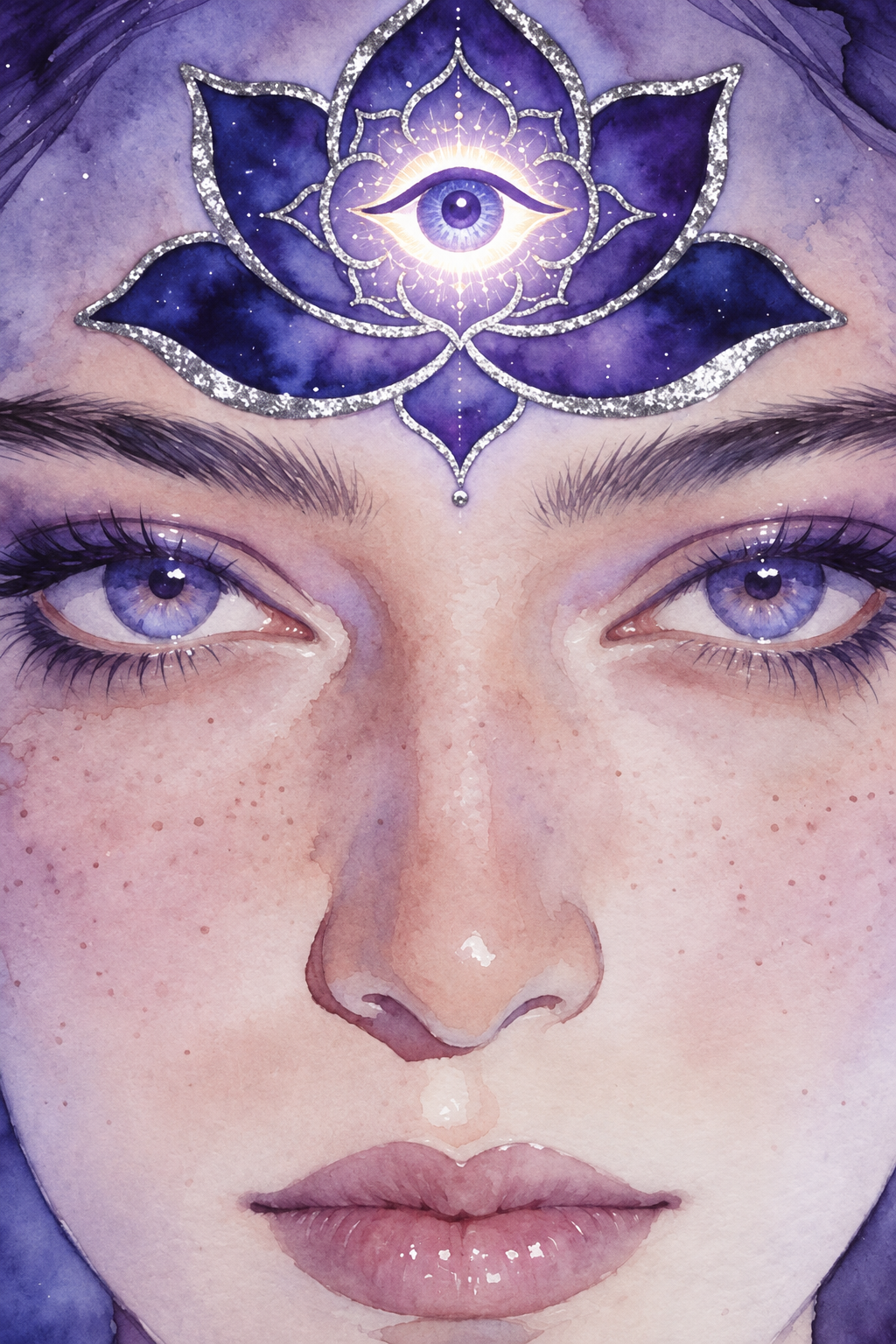 Ajna Lotus across a Watercolor Brow