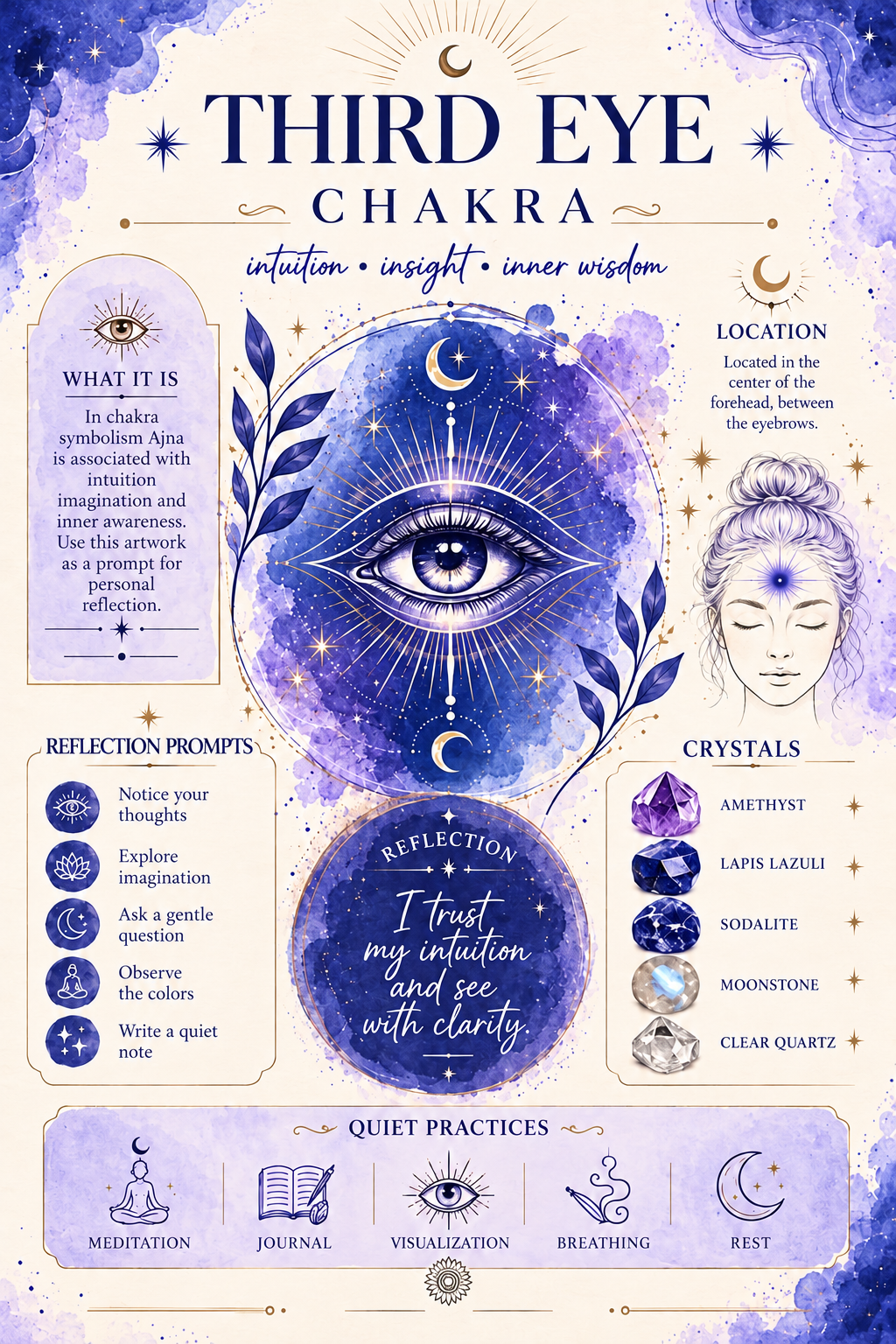 Third Eye Reflection in Violet Watercolor