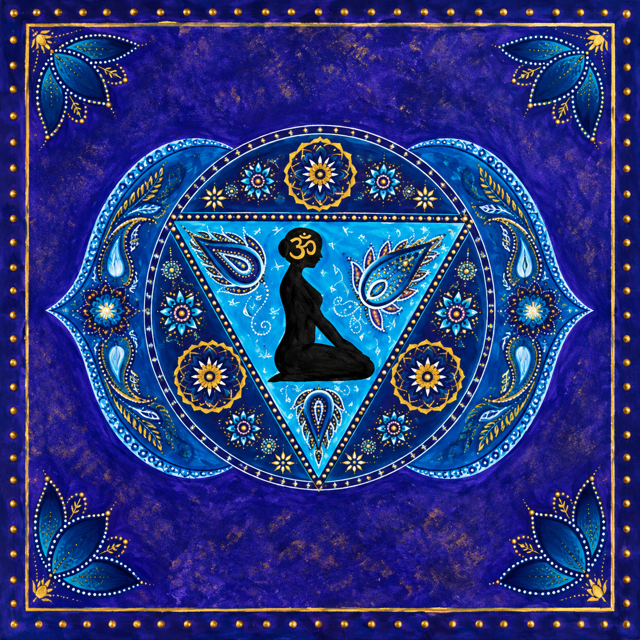 Ajna Painted Paisleys around a Seated Figure