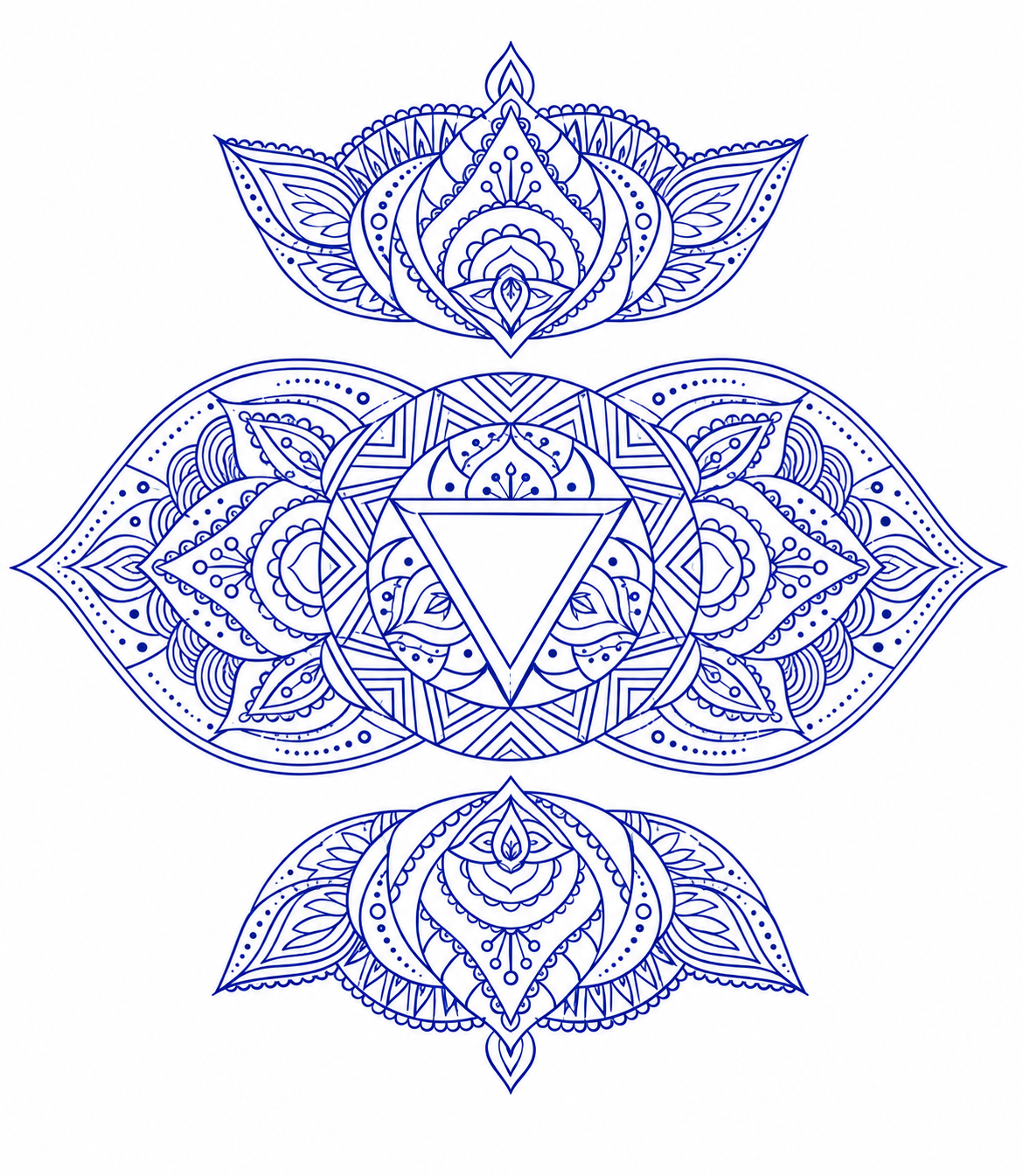 Ajna Mandalas in Three Blue Layers