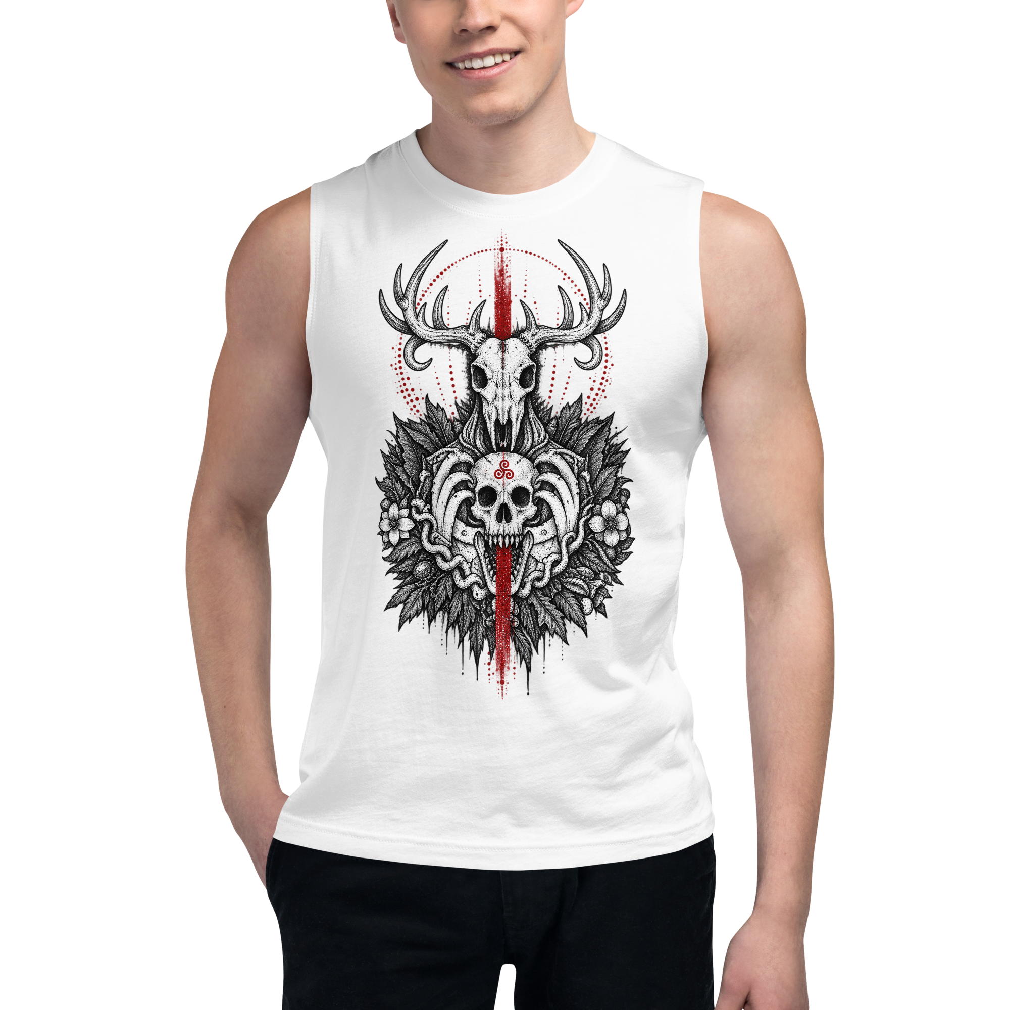 Occult Deer Skull Gothic Muscle Shirt